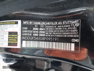 2008 Mercedes-Benz C-Class 3.0L Sport with VIN WDDGF54X08F095191, listed as a IAAI auction lot 41547589 with 165,319 mi miles. Bid and sale history available at carsss.com. Image 9.