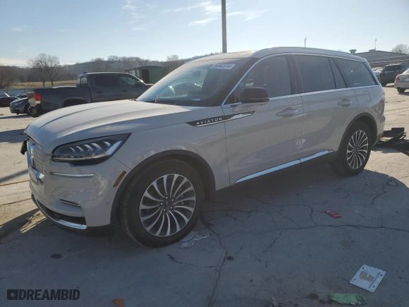 2023 Lincoln Aviator Reserve with VIN 5LM5J7WC7PGL14770, listed as a Copart auction lot 86992014 with 22,267 mi miles and Salvage Title. Bid and sale history available at carsss.com. Image 1.