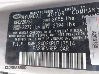 2024 Hyundai Elantra SEL with VIN KMHLS4DGXRU717514, listed as a IAAI auction lot 42189253 with 23,940 mi miles and . Bid and sale history available at DreamBid. Image 9.