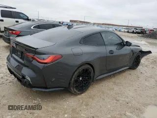 2022 BMW M4 Competition with VIN WBS33AZ00NCK97024, listed as a Copart auction lot 43814685 with 0 mi miles and Salvage Title. Bid and sale history available at carsss.com. Image 3.