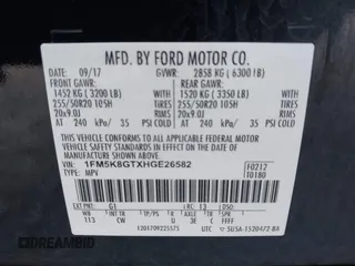 2017 Ford Explorer Sport z VIN 1FM5K8GTXHGE26582, wystawiony jako IAAI lot #42412469 z przebiegiem 89 774 mil mil oraz . Historia ofert i sprzedaży dostępna na DreamBid. Obrazek 9.