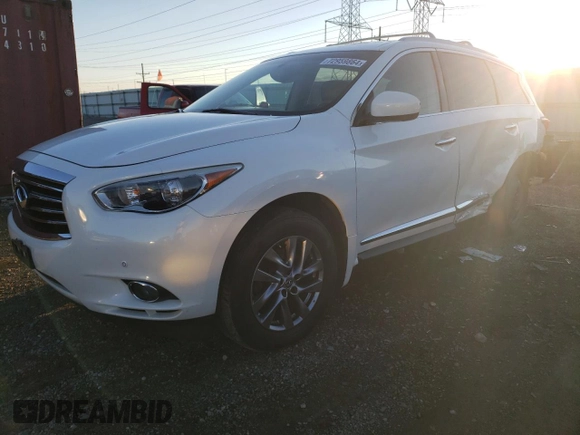 2013 Infiniti JX35 with VIN 5N1AL0MM7DC338486, listed as a Copart auction lot 72959864 with 118,815 mi miles and Salvage Title. Bid and sale history available at carsss.com. Image 1.