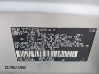 2009 Toyota RAV4 with VIN JTMZF33V29D005981, listed as a IAAI auction lot 42065591 with 241,979 mi miles. Bid and sale history available at carsss.com. Image 9.