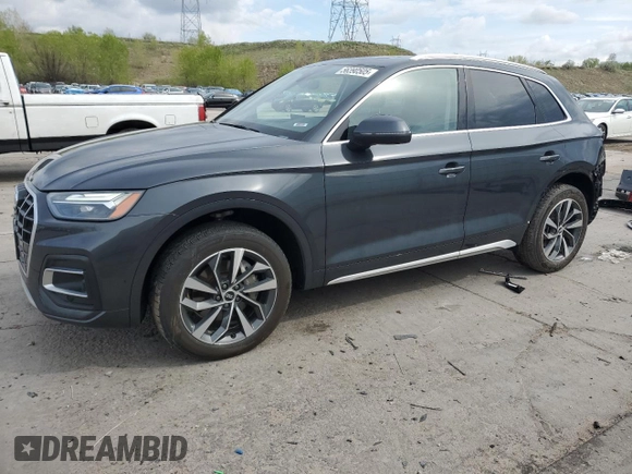 2021 Audi Q5 Premium Plus z VIN WA1BAAFY9M2068049, wystawiony jako Copart lot #56390505 z przebiegiem 53 960 mil mil oraz Szkoda całkowita • Salvage title. Historia ofert i sprzedaży dostępna na DreamBid. Obrazek 1.