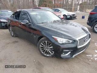 2019 Infiniti Q50 3.0t LUXE with VIN JN1EV7AR5KM553514, listed as a IAAI auction lot 41363558 with 53,994 mi miles. Bid and sale history available at carsss.com. Image 1.
