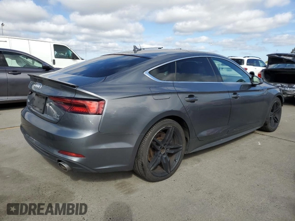 2018 Audi A5 Sportback Premium Plus with VIN WAUENCF54JA024404, listed as a Copart auction lot 47807674 with 68,005 mi miles and . Bid and sale history available at DreamBid. Image 3.