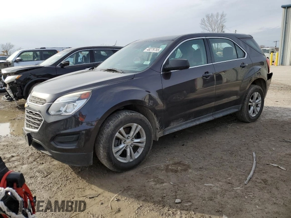 2016 Chevrolet Equinox LS with VIN 2GNFLEEK7G6220334, listed as a Copart auction lot 48279755 with 128,608 mi miles and Salvage Title. Bid and sale history available at carsss.com. Image 1.