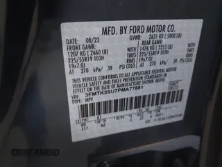 2023 Ford Mustang Mach-E Premium z VIN 3FMTK3SU7PMA77881, wystawiony jako IAAI lot #42277009 z przebiegiem Nie podano mil oraz . Historia ofert i sprzedaży dostępna na DreamBid. Obrazek 9.