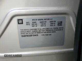 2013 Buick LaCrosse Premium 1 with VIN 1G4GF5E33DF164418, listed as a Copart auction lot 53310535 with 38,451 mi miles and Salvage title. Bid and sale history available at DreamBid. Image 12.