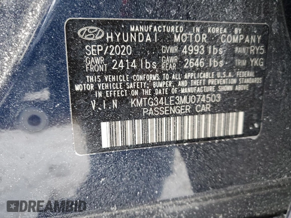 2021 Genesis G70 3.3T with VIN KMTG34LE3MU074503, listed as a Copart auction lot 41836875 with 40,556 mi miles and Salvage title. Bid and sale history available at DreamBid. Image 12.