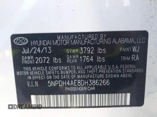 2013 Hyundai Elantra GLS with VIN 5NPDH4AE8DH386266, listed as a IAAI auction lot 42665606 with 120,900 mi miles and . Bid and sale history available at DreamBid. Image 9.