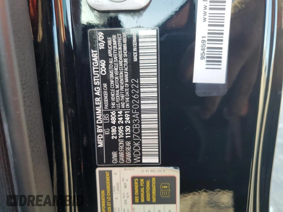 2010 Mercedes-Benz E-Class E 550 with VIN WDDKJ7CB3AF026222, listed as a Copart auction lot 82160894 with 87,245 mi miles and Non Repairable. Bid and sale history available at carsss.com. Image 12.