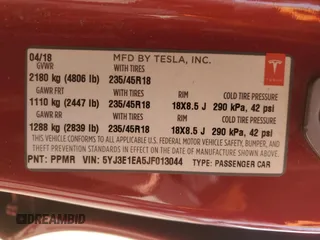 2018 Tesla Model 3 Long Range Battery with VIN 5YJ3E1EA5JF013044, listed as a Copart auction lot 49926055 with 102,158 mi miles and Salvage Title. Bid and sale history available at DreamBid. Image 14.