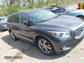 2013 Infiniti JX35 with VIN 5N1AL0MM1DC316449, listed as a IAAI auction lot 42080371 with 102,381 mi miles. Bid and sale history available at carsss.com. Image 1.