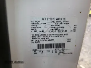 2004 Ford F-150 XL z VIN 2FTRX17204CA84111, wystawiony jako Copart lot #50359755 z przebiegiem 201 756 mil mil oraz Szkoda całkowita • Salvage title. Historia ofert i sprzedaży dostępna na DreamBid. Obrazek 12.