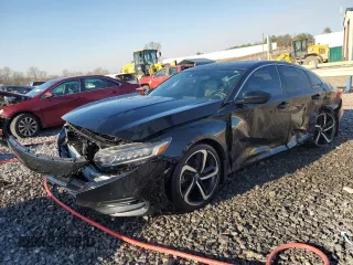 2018 Honda Accord Sedan Sport 1.5T with VIN 1HGCV1F38JA150327, listed as a Copart auction lot 48399355 with 96,371 mi miles and Salvage Title. Bid and sale history available at carsss.com. Image 1.