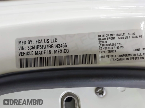 2024 Ram 2500 Laramie with VIN 3C6UR5FJ7RG143466, listed as a IAAI auction lot 41753978 with 9,996 mi miles. Bid and sale history available at carsss.com. Image 9.