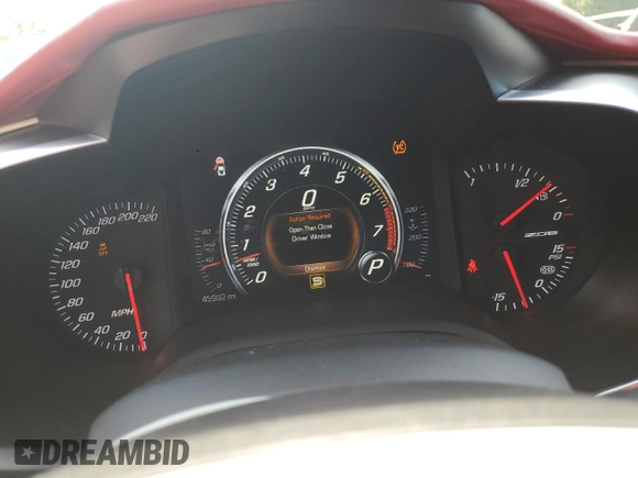 2015 Chevrolet Corvette Z06 3LZ with VIN 1G1YU2D64F5609100, listed as a Copart auction lot 58628714 with 45,992 mi miles and Salvage Title. Bid and sale history available at carsss.com. Image 9.