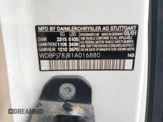 2001 Mercedes-Benz CL 500/600 z VIN WDBPJ78J81A016880, wystawiony jako Copart lot #57686215 z przebiegiem 112 126 mil mil oraz Tytuł czysty. Historia ofert i sprzedaży dostępna na DreamBid. Obrazek 12.