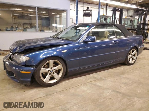 2005 BMW 3 Series 325Ci with VIN WBABW33465PL37310, listed as a Copart auction lot 49470975 with 155,995 mi miles and Salvage title. Bid and sale history available at DreamBid. Image 1.
