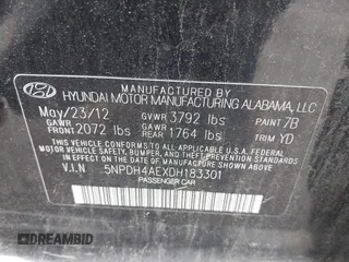 2013 Hyundai Elantra GLS with VIN 5NPDH4AEXDH183301, listed as a IAAI auction lot 42449779 with 223,968 mi miles and . Bid and sale history available at DreamBid. Image 9.