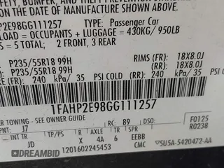 2016 Ford Taurus SEL with VIN 1FAHP2E98GG111257, listed as a IAAI auction lot 40538192 with 75,203 mi miles and . Bid and sale history available at DreamBid. Image 9.