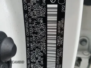 2020 Toyota Prius LE with VIN JTDKARFP0L3154371, listed as a Copart auction lot 51844005 with 34,134 mi miles and Salvage Title. Bid and sale history available at DreamBid. Image 12.