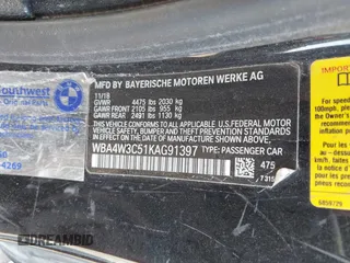 2019 BMW 4 Series 430i with VIN WBA4W3C51KAG91397, listed as a IAAI auction lot 41871270 with 108,701 mi miles and . Bid and sale history available at carsss.com. Image 9.