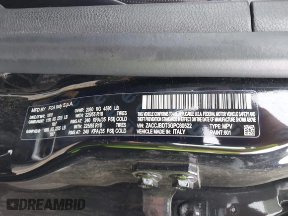 2016 Jeep Renegade Limited с VIN ZACCJBDT3GPC60522, выставлен на аукционе IAAI как лот 42591533 с пробегом 177 031 миль миль и . История ставок и продаж доступна на DreamBid. Изображение 9.