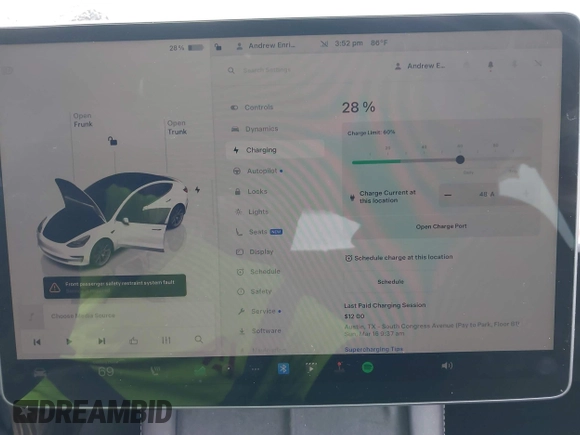 2023 Tesla Model 3 Performance z VIN 5YJ3E1EC8PF487550, wystawiony jako IAAI lot #42093712 z przebiegiem 27 305 mil mil oraz . Historia ofert i sprzedaży dostępna na DreamBid. Obrazek 17.