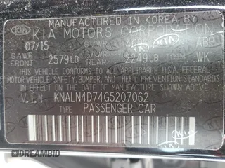2016 Kia Cadenza Premium with VIN KNALN4D74G5207062, listed as a Copart auction lot 71588154 with 105,234 mi miles and Salvage Title. Bid and sale history available at carsss.com. Image 13.