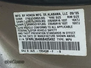 2006 Honda Odyssey EX z VIN 5FNRL38486B405492, wystawiony jako IAAI lot #42351864 z przebiegiem 297 305 mil mil oraz . Historia ofert i sprzedaży dostępna na DreamBid. Obrazek 9.
