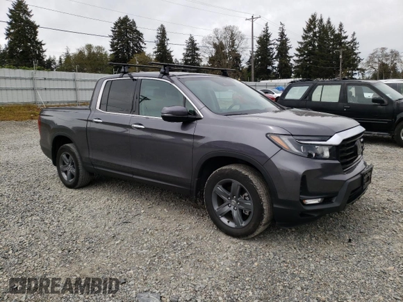 2021 Honda Ridgeline RTL-E with VIN 5FPYK3F71MB016967, listed as a Copart auction lot 53371544 with 34,382 mi miles and Salvage title. Bid and sale history available at DreamBid. Image 4.