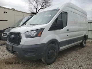 2023 Ford Transit Cargo with VIN 1FTBR1X86PKA91709, listed as a Copart auction lot 50389085 with 107,777 mi miles and Salvage Title. Bid and sale history available at DreamBid. Image 1.
