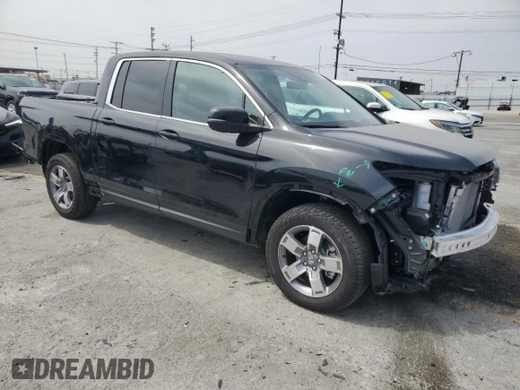2025 Honda Ridgeline RTL with VIN 5FPYK3F52SB014785, listed as a Copart auction lot 59982875 with 2,341 mi miles and Salvage title. Bid and sale history available at DreamBid. Image 4.