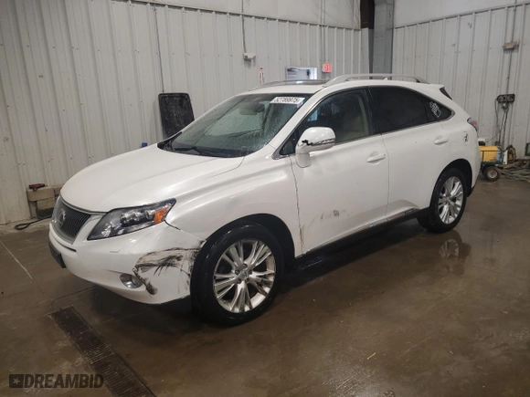 2010 Lexus RX 450h with VIN JTJBC1BA6A2414849, listed as a Copart auction lot 52789975 with 263,280 mi miles and Non Repairable. Bid and sale history available at carsss.com. Image 1.