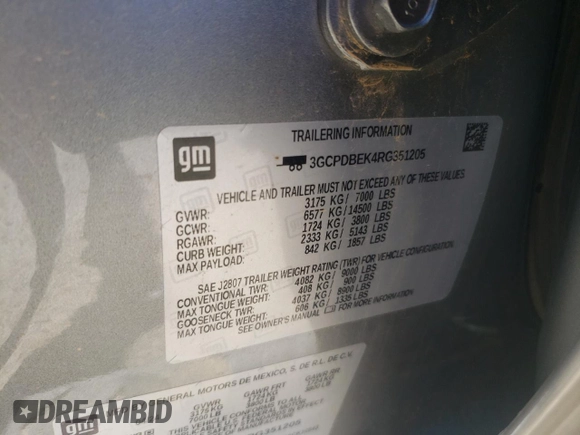 2024 Chevrolet Silverado 1500 Custom with VIN 3GCPDBEK4RG351205, listed as a Copart auction lot 47282645 with 5,950 mi miles and Salvage Title. Bid and sale history available at DreamBid. Image 13.