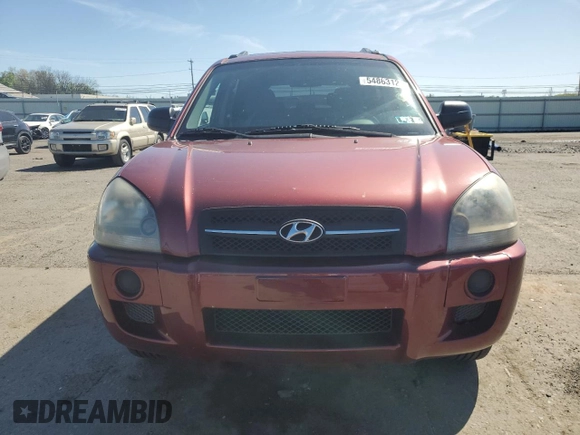 2007 Hyundai Tucson GLS with VIN KM8JM12B37U586530, listed as a Copart auction lot 54863125 with 165,493 mi miles and Clean Title. Bid and sale history available at carsss.com. Image 5.