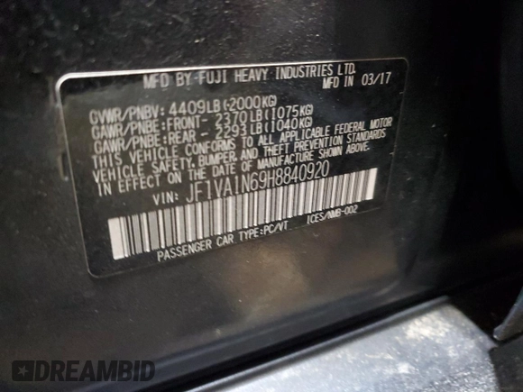 2017 Subaru WRX Limited with VIN JF1VA1N69H8840920, listed as a Copart auction lot 45792775 with 97,390 mi miles and Clean Title. Bid and sale history available at carsss.com. Image 12.