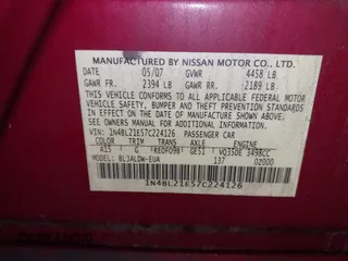 2007 Nissan Altima SL with VIN 1N4BL21E57C224126, listed as a IAAI auction lot 41935215 with 139,637 mi miles and . Bid and sale history available at DreamBid. Image 9.
