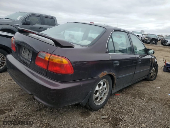 2000 Honda Civic LX with VIN 1HGEJ6676YL058099, listed as a Copart auction lot 51140985 with 151,831 mi miles and Salvage Title. Bid and sale history available at carsss.com. Image 3.