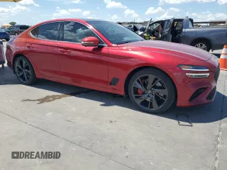 2022 Genesis G70 3.3T with VIN KMTG54TE8NU083354, listed as a Copart auction lot 67555174 with 15,423 mi miles and Salvage Title. Bid and sale history available at carsss.com. Image 4.