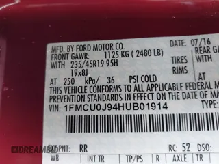2017 Ford Escape Titanium with VIN 1FMCU0J94HUB01914, listed as a IAAI auction lot 41509707 with 55,827 mi miles. Bid and sale history available at carsss.com. Image 9.