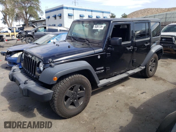 2018 Jeep Wrangler JK Unlimited Sport S with VIN 1C4BJWDG9JL812395, listed as a Copart auction lot 76397134 with 64,866 mi miles and Salvage Title. Bid and sale history available at carsss.com. Image 1.