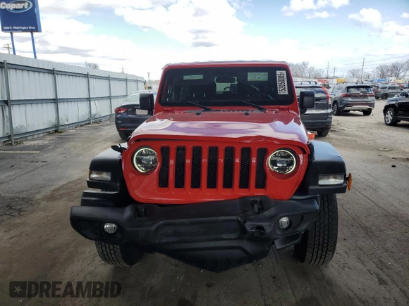 2020 Jeep Wrangler Sport S with VIN 1C4GJXAG4LW174753, listed as a Copart auction lot 52050005 with 45,056 mi miles and Salvage title. Bid and sale history available at DreamBid. Image 5.