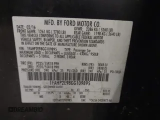 2016 Ford Taurus SEL with VIN 1FAHP2E98GG109895, listed as a IAAI auction lot 41522857 with 137,892 mi miles and . Bid and sale history available at DreamBid. Image 9.