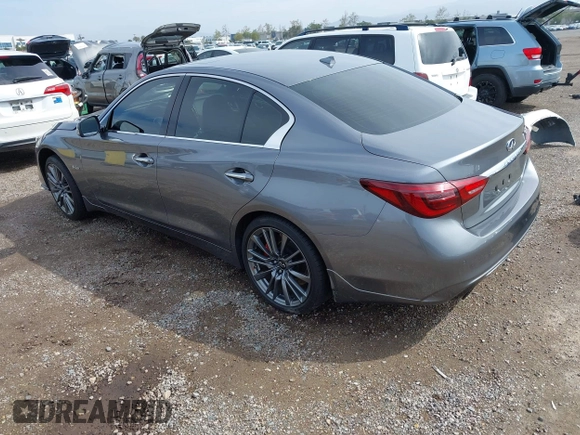 2020 Infiniti Q50 Red Sport 400 with VIN JN1FV7AP9LM630132, listed as a IAAI auction lot 41794185 with 20,049 mi miles and . Bid and sale history available at carsss.com. Image 3.