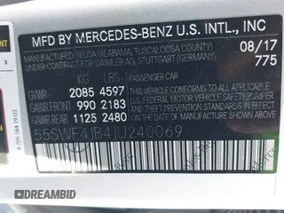 2018 Mercedes-Benz C 300 with VIN 55SWF4JB4JU240069, listed as a IAAI auction lot 41442042 with Not Provided miles and . Bid and sale history available at carsss.com. Image 9.