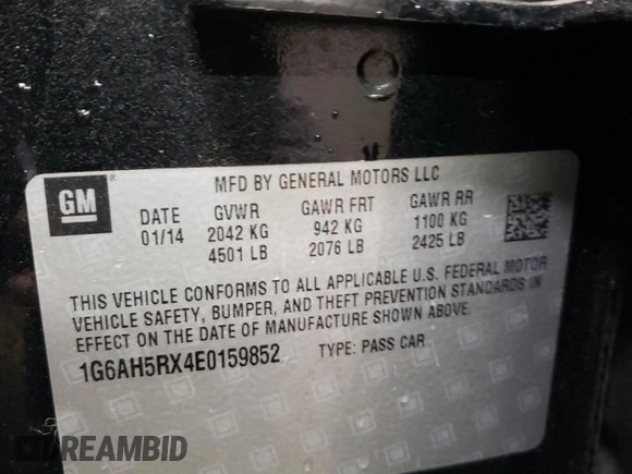 2014 Cadillac ATS Luxury AWD with VIN 1G6AH5RX4E0159852, listed as a Copart auction lot 52216685 with 82,977 mi miles and Salvage Title. Bid and sale history available at carsss.com. Image 12.