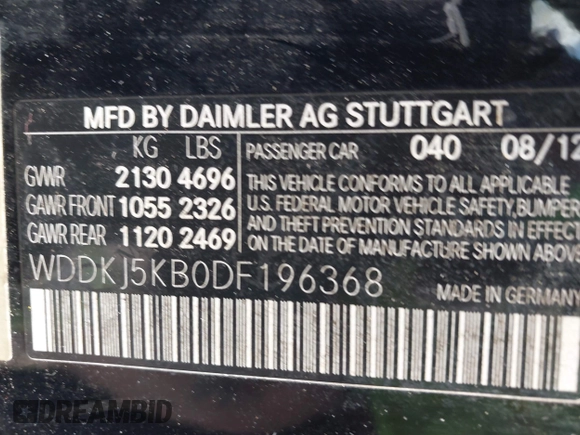 2013 Mercedes-Benz E 350 with VIN WDDKJ5KB0DF196368, listed as a IAAI auction lot 42614392 with 212,552 mi miles and . Bid and sale history available at DreamBid. Image 9.